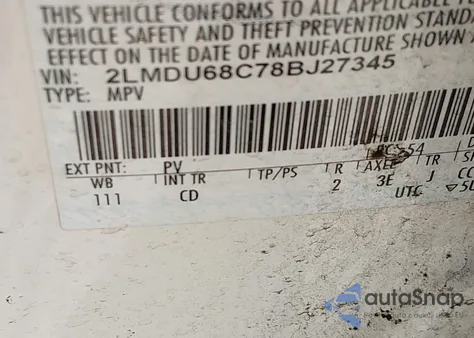 2008 Lincoln Mkx z USA, uszkodzony, nr VIN 2LMDU68C78BJ27345